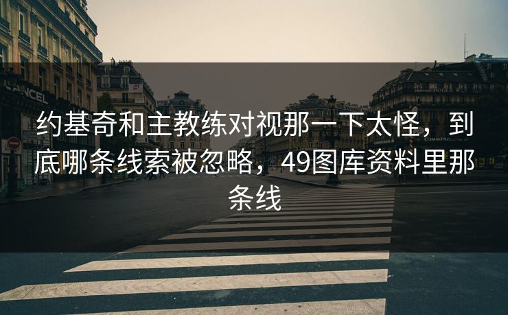 约基奇和主教练对视那一下太怪，到底哪条线索被忽略，49图库资料里那条线
