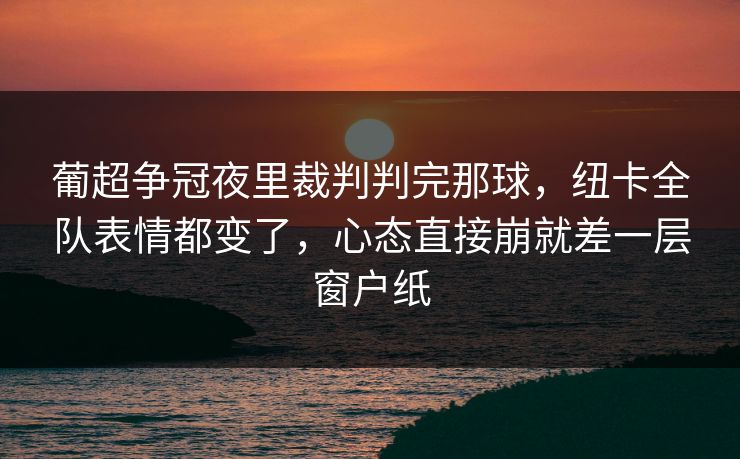葡超争冠夜里裁判判完那球，纽卡全队表情都变了，心态直接崩就差一层窗户纸