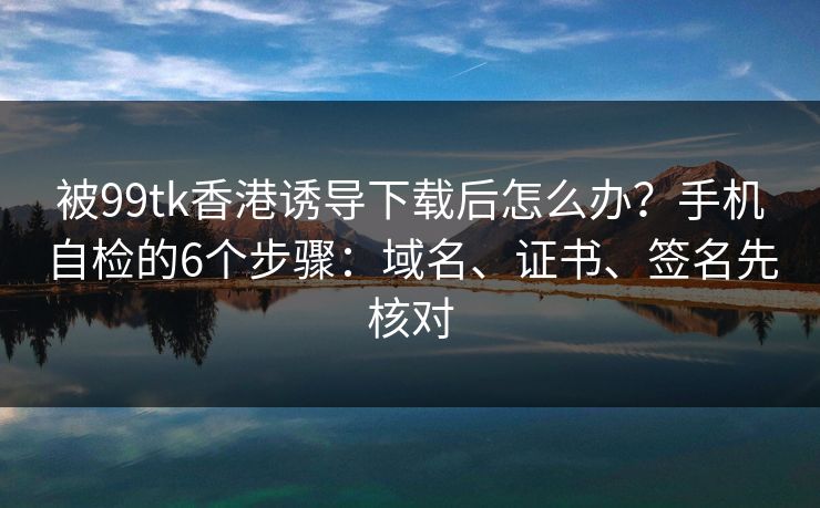被99tk香港诱导下载后怎么办？手机自检的6个步骤：域名、证书、签名先核对
